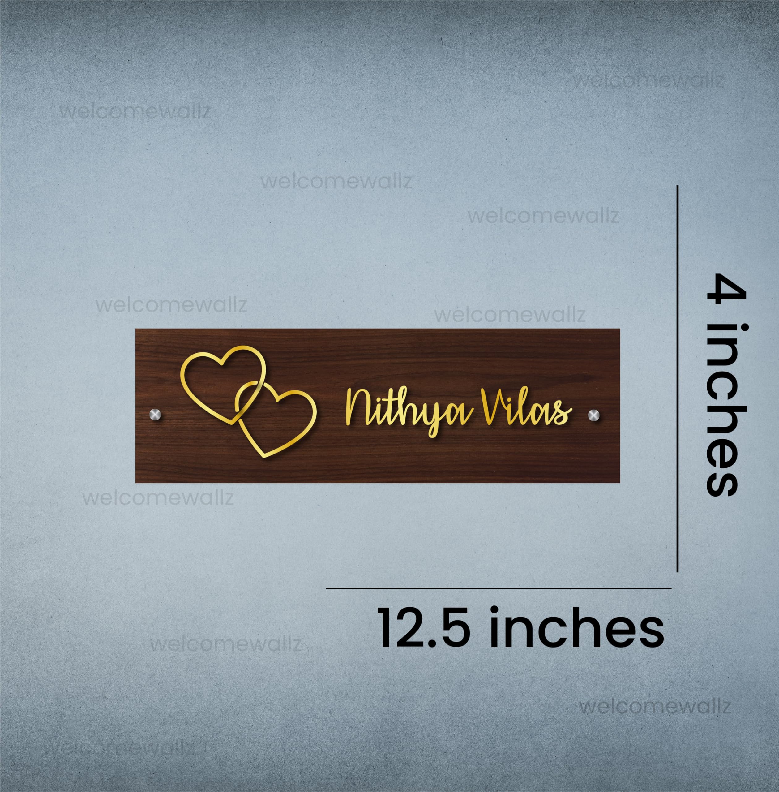 Welcomewallz Heart Lock Couple Acrylic Nameboard for Home